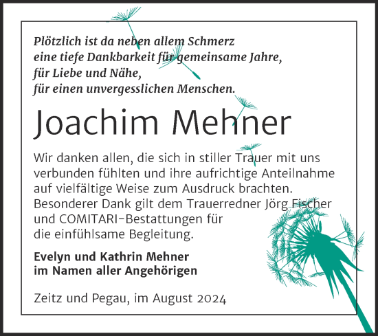Traueranzeige von Joachim Mener von Trauerkombi Zeitz