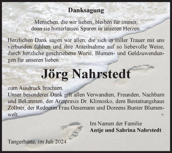 Traueranzeige von Jörg Nahrstedt von Volksstimme Altmark Ost