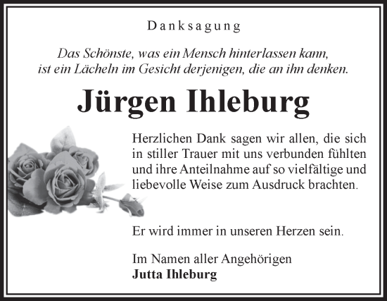 Traueranzeige von Jürgen Ihleburg von Volksstimme Magdeburg