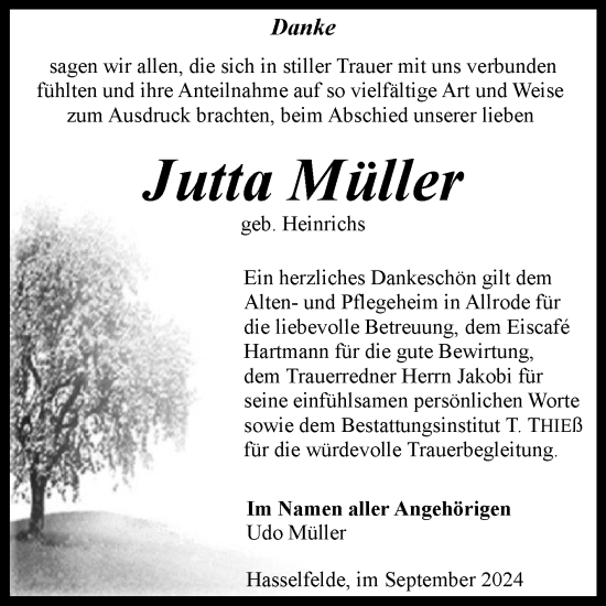 Traueranzeige von Jutta Müller von Volksstimme Wernigerode