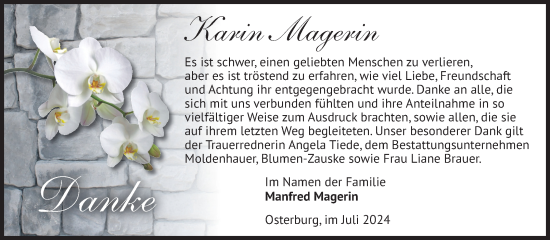 Traueranzeige von Karin Magerin von Volksstimme Altmark Ost