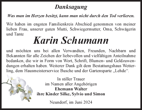 Traueranzeige von Karin Schumann von Volksstimme Staßfurt