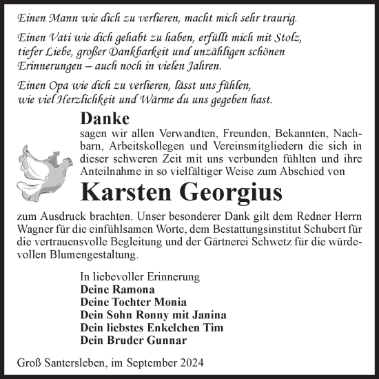 Traueranzeige von Karsten Georgius von Volksstimme Haldensleben/Wolmirstedt