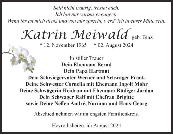 Traueranzeige von Katrin Meiwald von Volksstimme Burg/Genthin