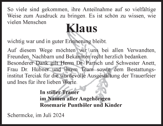 Traueranzeige von Klaus  von Volksstimme Oschersleben/Wanzleben