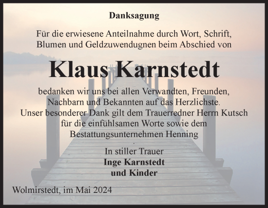 Traueranzeige von Klaus Karnstedt von Volksstimme Haldensleben/Wolmirstedt