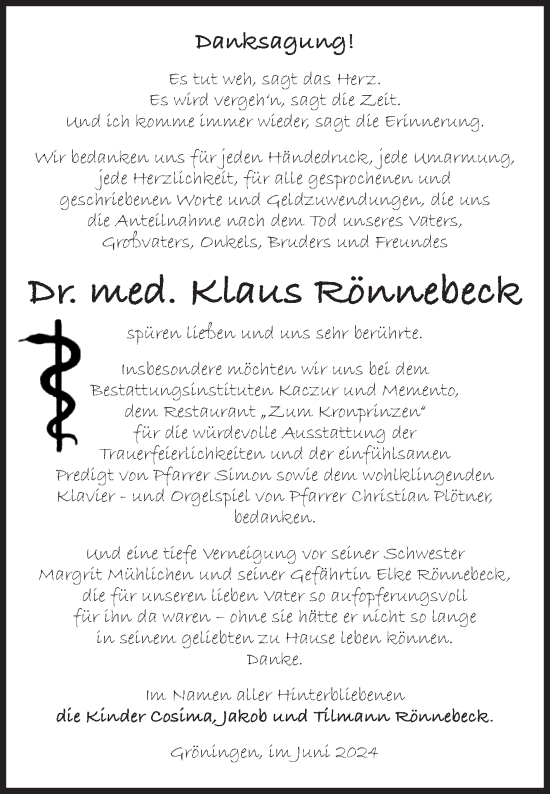 Traueranzeige von Klaus Rönnebeck von Volksstimme Oschersleben/Wanzleben