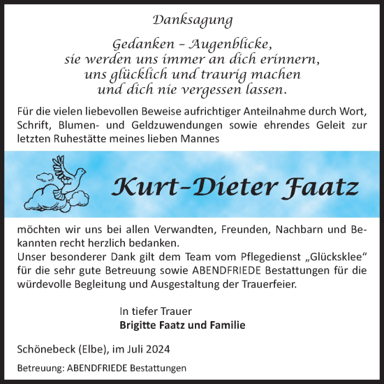 Traueranzeige von Kurt-Dieter Faatz von Volksstimme Schönebeck