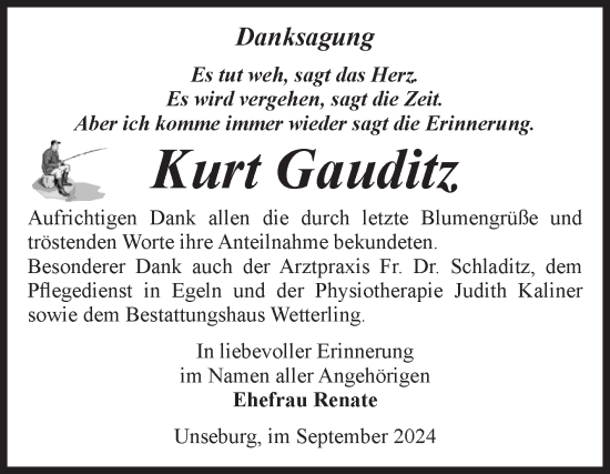 Traueranzeige von Kurt Gauditz von Volksstimme Staßfurt