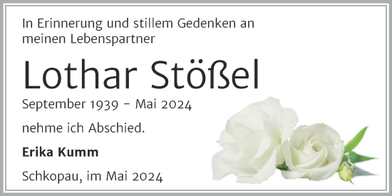Traueranzeige von Lothar Stößel von Trauerkombi Merseburg