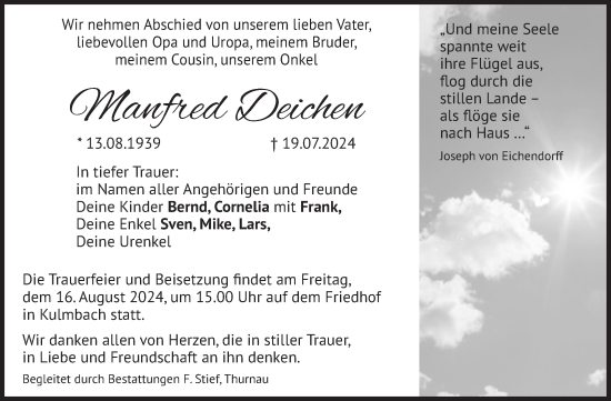 Traueranzeige von Manfred Deichen von Volksstimme Altmark Ost