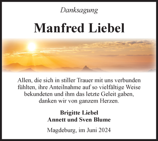 Traueranzeige von Manfred Liebel von Volksstimme Magdeburg
