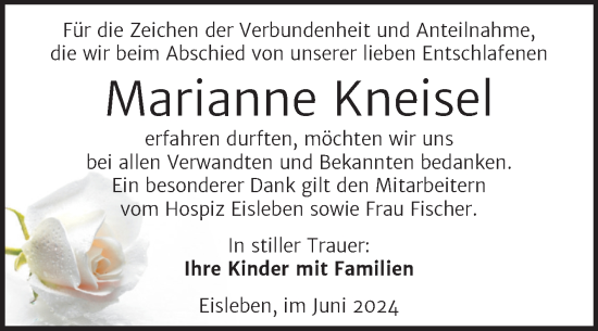 Traueranzeige von Marianne Kneisel von Trauerkombi Mansfelder Land