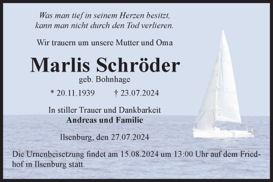 Traueranzeige von Marlis Schröder von Volksstimme Wernigerode