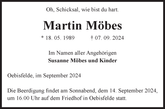 Traueranzeige von Martin Möbes von Volksstimme Altmark West