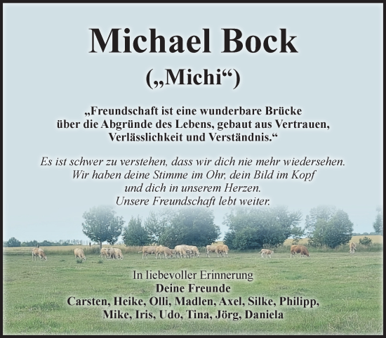 Traueranzeige von Michael Bock von Volksstimme Staßfurt