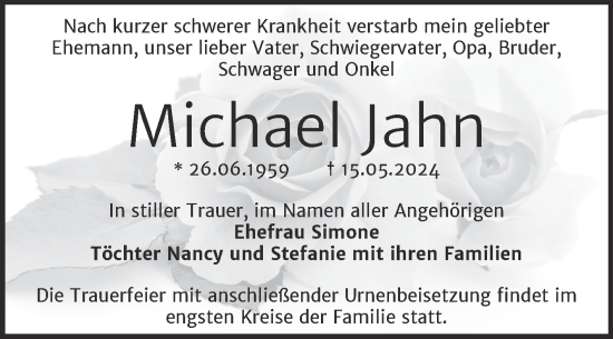 Traueranzeige von Michael Jahn von Trauerkombi Bernburg
