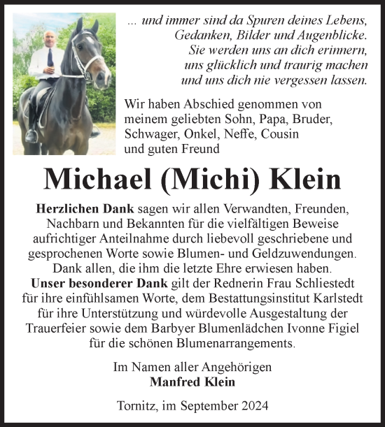 Traueranzeige von Michael Klein von Volksstimme Schönebeck