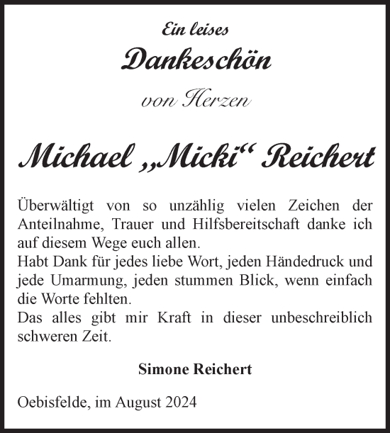 Traueranzeige von Michael Reichert von Volksstimme Altmark West