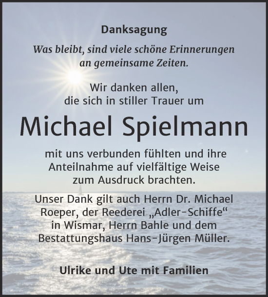 Traueranzeige von Michael Spielmann von Trauerkombi Aschersleben