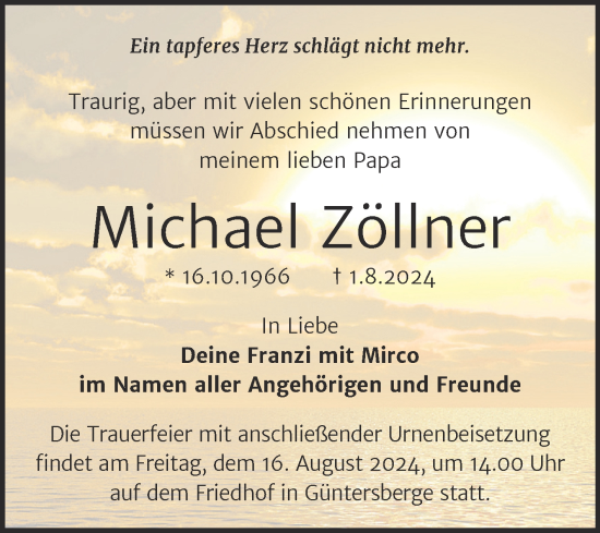 Traueranzeige von Michael Zöllner von Trauerkombi Quedlinburg