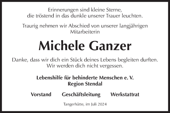Traueranzeige von Michele Ganzer 