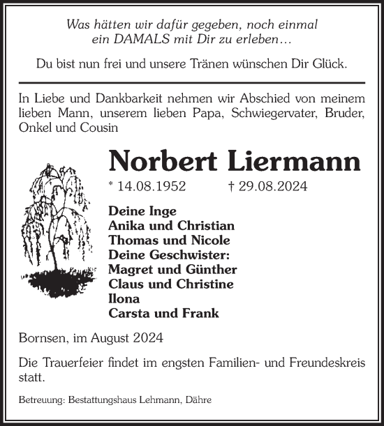 Traueranzeige von Norbert Liermann von Volksstimme Altmark West