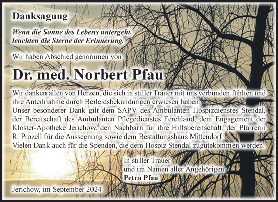 Traueranzeige von Norbert Pfau 