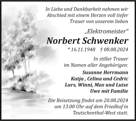 Traueranzeige von Norbert Schwenker von Mitteldeutsche Zeitung Halle/Saalkreis