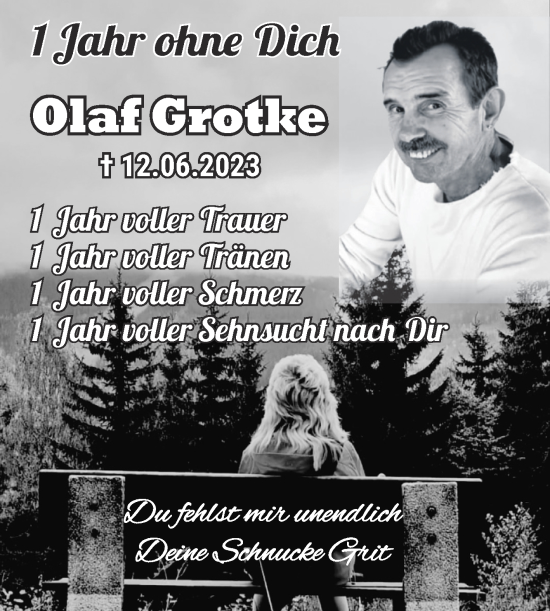 Traueranzeige von Olaf Grotke von Trauerkombi Merseburg