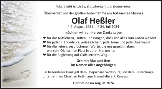 Traueranzeige von Olaf Heßler von Volksstimme Altmark West