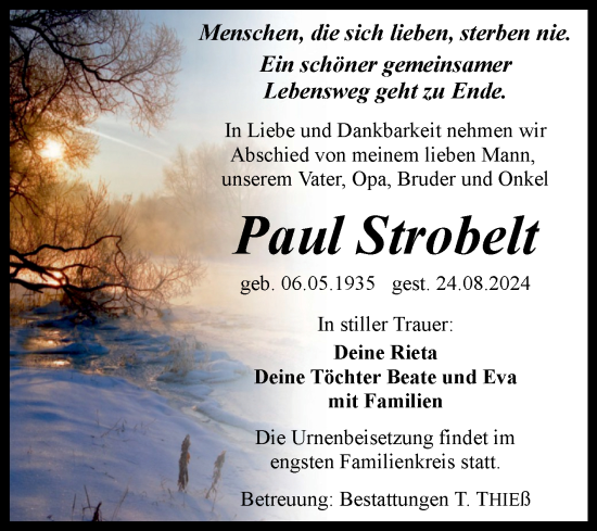 Traueranzeige von Paul Strobelt von Volksstimme Wernigerode