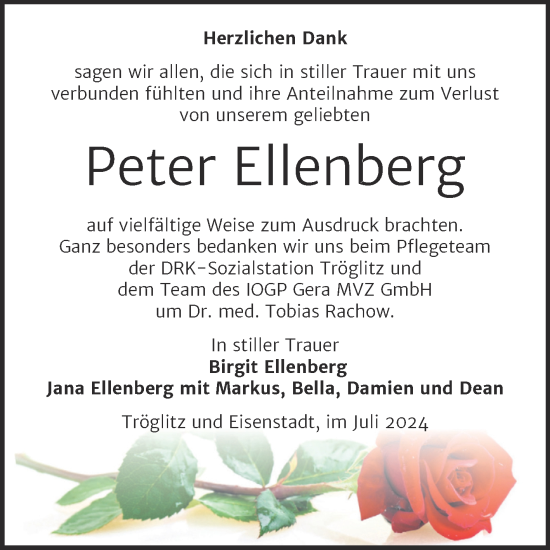 Traueranzeige von Peter Ellenberg von Trauerkombi Zeitz