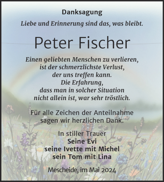 Traueranzeige von Peter Fischer von Trauerkombi Wittenberg