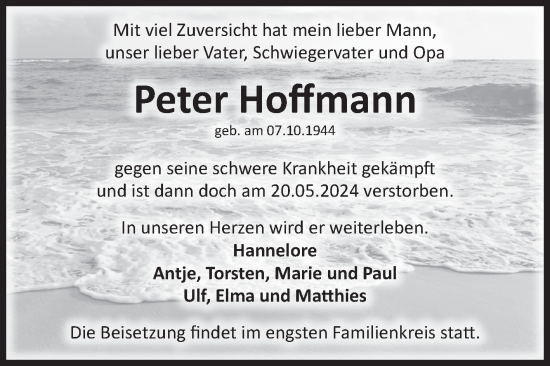 Traueranzeige von Peter Hoffmann von Volksstimme Magdeburg