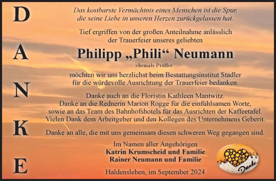 Traueranzeige von Philipp Neumann von Volksstimme Haldensleben/Wolmirstedt