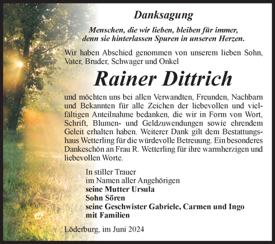 Traueranzeige von Rainer Dittrich 