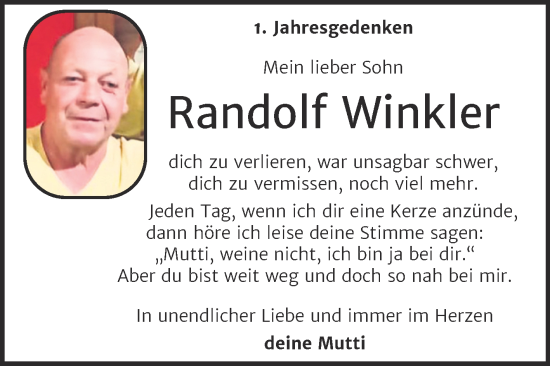Traueranzeige von Randolf Winkler von Trauerkombi Köthen