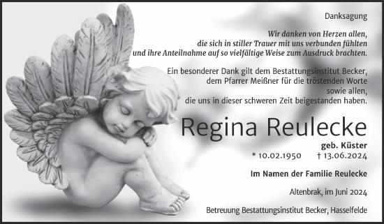 Traueranzeige von Regina Reulecke von Volksstimme Wernigerode