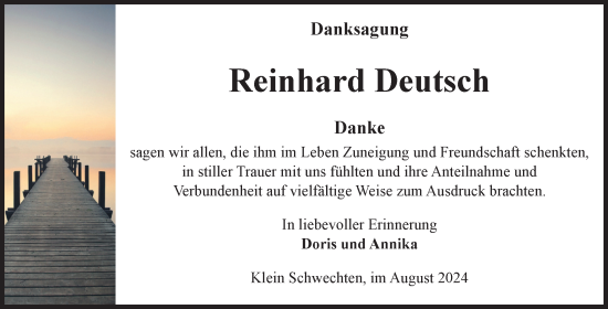 Traueranzeige von Reinhard Deutsch von Volksstimme Altmark Ost