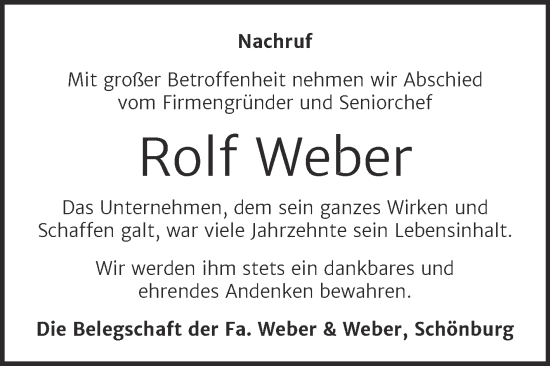 Traueranzeige von Rolf Weber von Super Sonntag Naumburg/Nebra