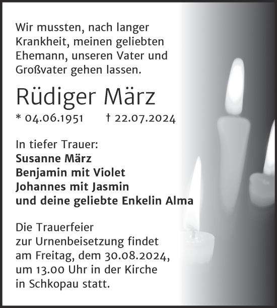 Traueranzeige von Rüdiger März 