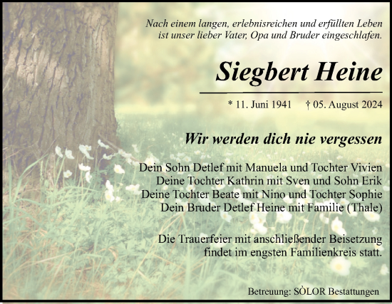 Traueranzeige von Siegbert Heine von Volksstimme Magdeburg