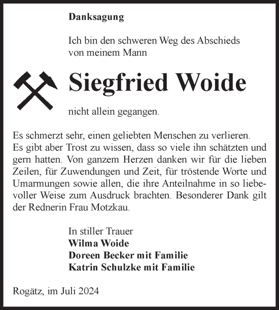 Traueranzeige von Siegfried Woide von Volksstimme Haldensleben/Wolmirstedt