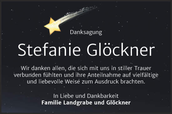 Traueranzeige von Stefanie Glöckner von Trauerkombi Bernburg