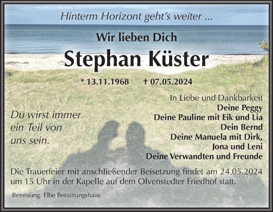 Traueranzeige von Stephan Küster von Volksstimme Magdeburg