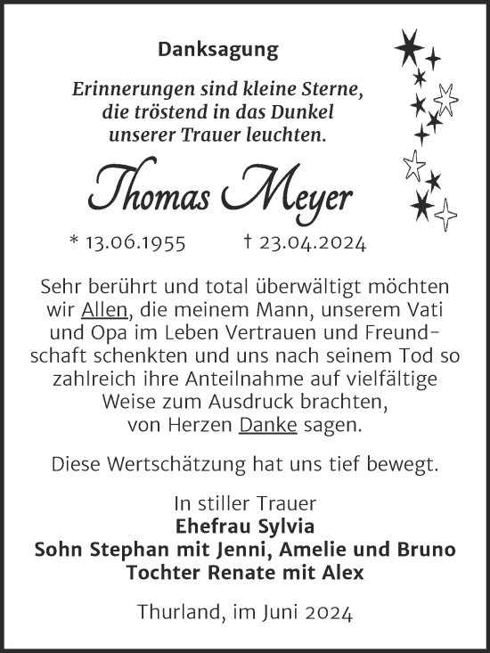 Traueranzeige von Thomas Meyer von Trauerkombi Bitterfeld
