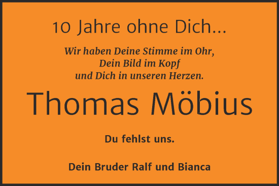 Traueranzeige von Thomas Möbius von Trauerkombi Wittenberg