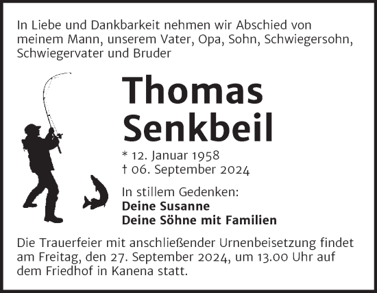 Traueranzeige von Thomas Senkbeil von Mitteldeutsche Zeitung Halle/Saalkreis