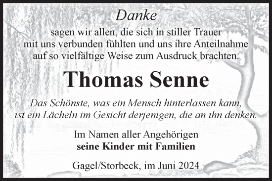 Traueranzeige von Thomas Senne von Volksstimme Altmark Ost